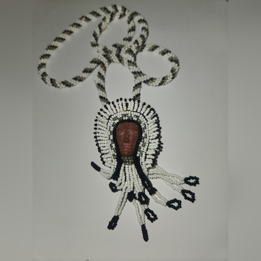 Artisan Beaded Necklace with Tribal Pendant